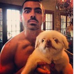 Joe Jonas snaps a pic with his bug-eyed pooch friend. I love this dog so much...