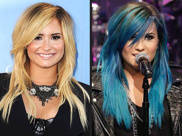 It’s autumn and many celebs are going for wild color! Demi Lovato went bright blue! Like this edgy trend?