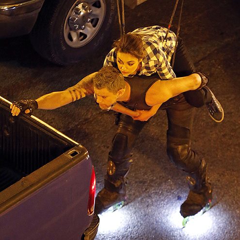 Mila Kunis and Channing Tatum film a scene for ‘Jupiter Ascending.’ Fans, caption this snapshot!