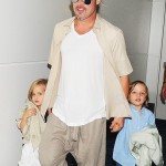 Brad Pitt cruises around Tokyo with twins, Vivienne and Knox! Those kids are going to be crazy gorgeous adults, don't you think?!