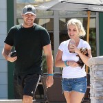 Britney Spears, her new boyfriend David Lucado, and her tiny little Yorkie run some errands. That dog is incredible.