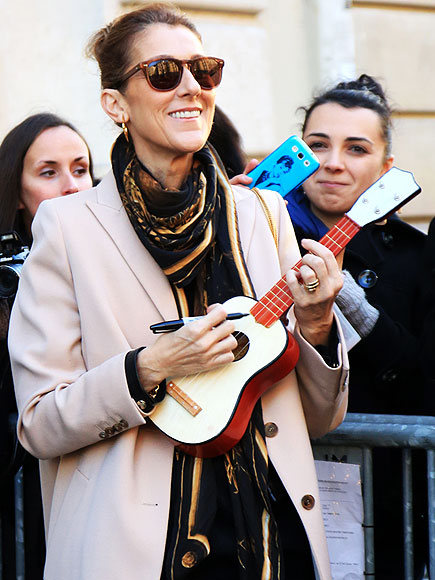 Celine Dion Plays a Ukelele in Paris!