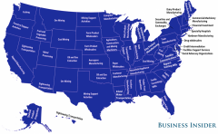 Which industries have the most disproportionate number of employees in each state? Check out this neat map here!:
