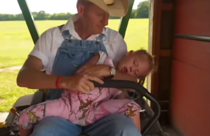 Indy Feek Driving the Lawn Mower is the Cutest! Video