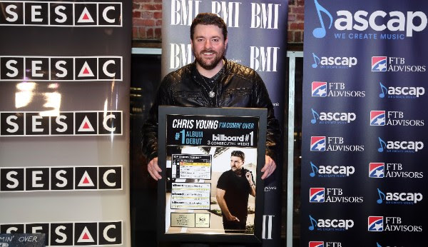 In a special celebration in Nashville this past Monday (Jan. 11) night, Chris Young and fellow songwriters were honored for the album and song 'I'm Comin' Over'.