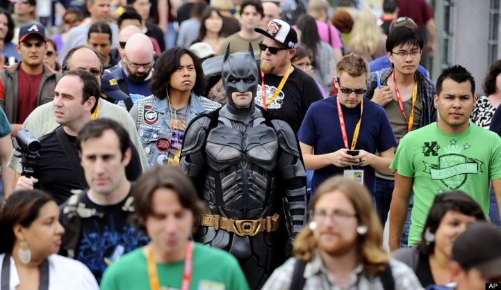 This brave Batman fan dares to stand out in a crowd.  What are you doing to celebrate the release of ‘The Dark Knight Rises’ this weekend?